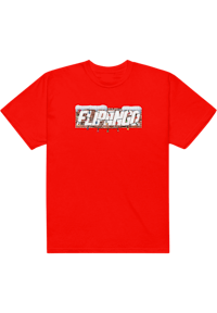 a red t - shirt with a logo on it